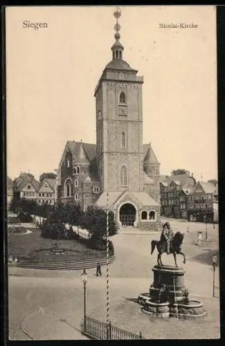 AK Siegen, Nicolai-Kirche, Reiterdenkmal