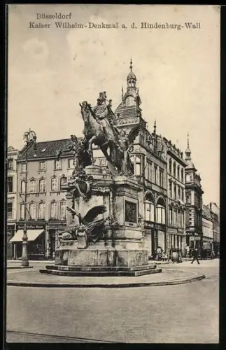 AK Düsseldorf, Kaiser Wilhelm-Denkmal am Hindenburg-Wall