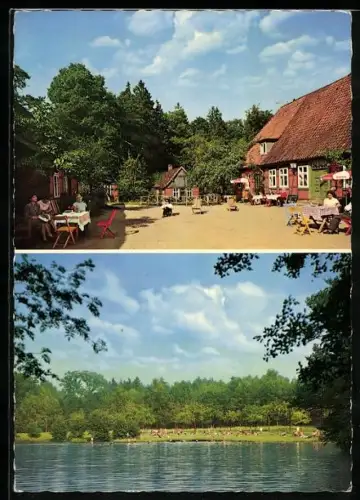 AK Harber /Soltau, Hotel-Pension Willenbockel, Inh. H. Witthöft, See mit Liegewiese