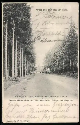AK Rödgen /Siegen, Partie im Rödger Wald