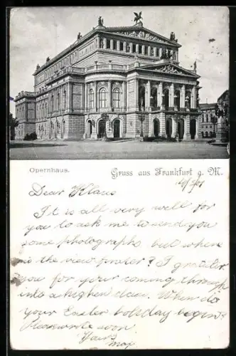 AK Frankfurt a. M., Blick zum Opernhaus