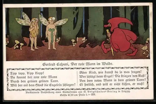 Künstler-AK Gertrud Caspari: Der rote Mann im Walde, Elfen