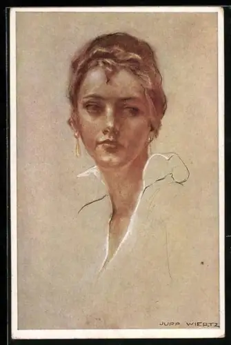 Künstler-AK Jupp Wiertz: Porträt einer eleganten Dame