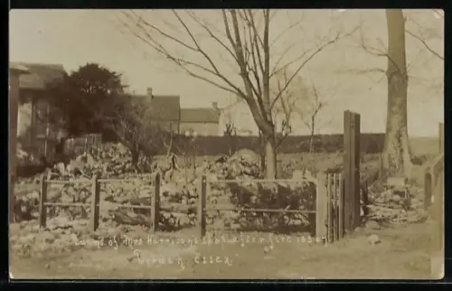 AK Debden, Ruins of Mrs Harrisons Shop after fire 1907