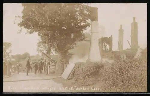 AK Debden, Fire, Waterhall Cottages 1908