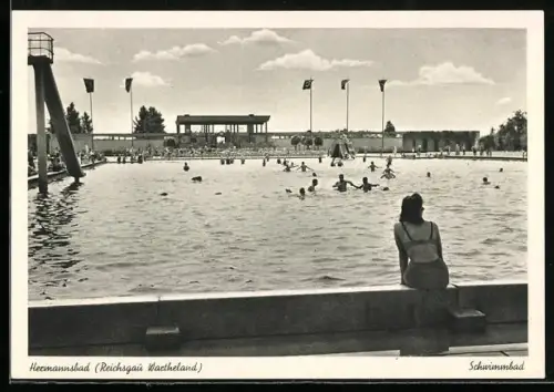 AK Hermannsbad /Wartheland, Im Schwimmbad