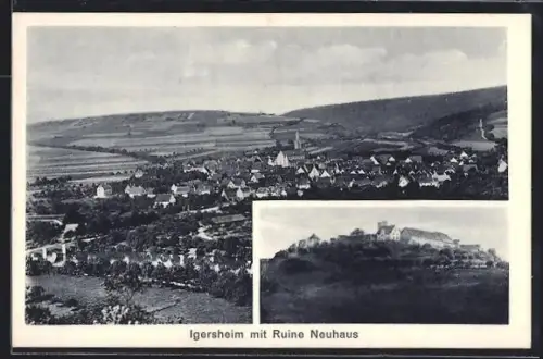 AK Igersheim, Ortsansicht, Ruine Neuhaus