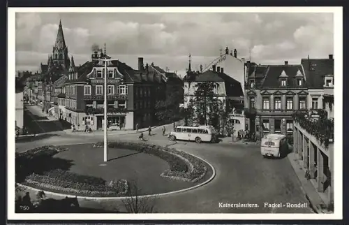 AK Kaiserslautern, Fackel-Rondell mit Gaststätte Haus Hexenbäcker