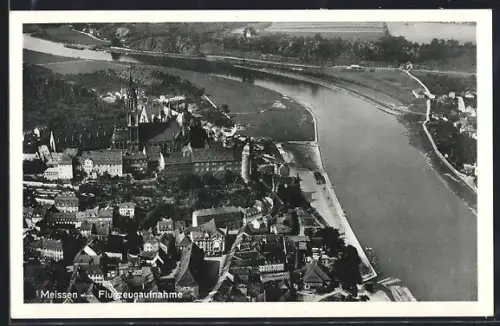 AK Meissen / Elbe, Ortsansicht, Flugzeugaufnahme