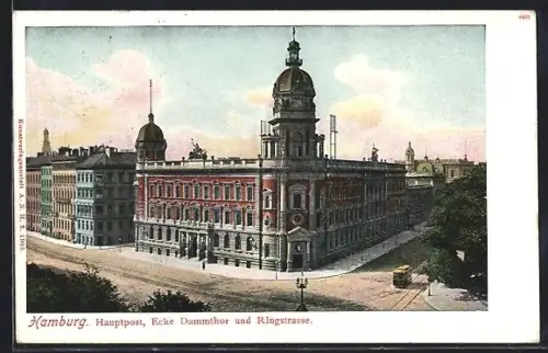 AK Hamburg-Neustadt, Hauptpost Ecke Dammtor und Ringstrasse