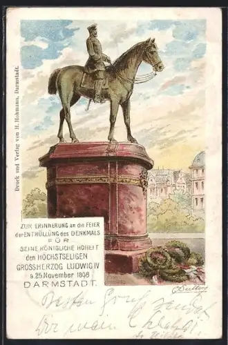 AK Darmstadt, Denkmal Grossherzog Ludwig IV, 25.11.1898