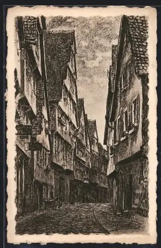 Künstler-AK Heilbronn a. Neckar, Fischergasse, Strassenpartie
