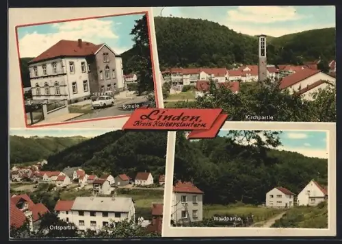 AK Linden / Kaiserslauter, Kirchpartie und Waldpartie