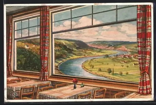 Künstler-AK Bad Wimpfen a. N., Kurhotel Mathildenbad, Terrasse