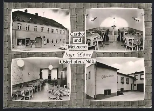 AK Osterhofen /Ndb., Gasthof bayr. Löwe A. Gerstl, mit Innenansichten u. Gästehaus