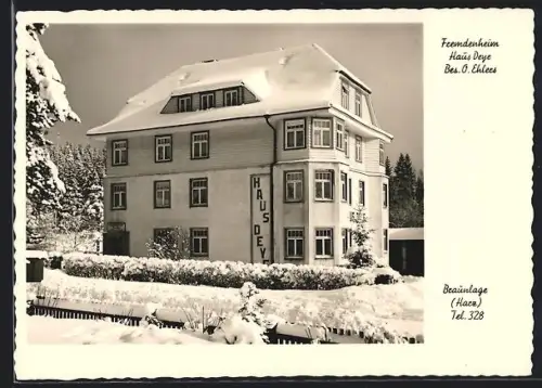 AK Braunlage /Harz, Fremdenheim Haus Deye O. Ehlers im Winter