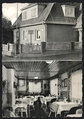 AK Schneverdingen, Pension Schröder, Am Brammer 25, Aussenansicht, Gastraum