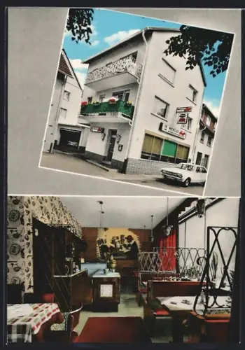 AK Bad Orb, Speisegaststätte Wicküler Eck, Kanalstrasse 31, Inh. E. Schutowski, Innenansicht, Aussenansicht