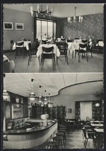 AK Schneverdingen /Lüneb. Heide, Bahnhofs-Hotel, Inh. Heinrich Rogge, Gastraum, Bar