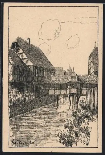 AK Staden /Wetterau, Fachwerkhäuser an der Nidda