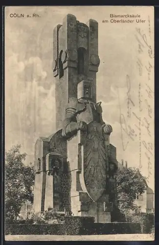 AK Köln-Marienburg, Bismarcksäule am Oberländer Ufer