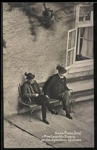 AK Eisenerz, Kaiser Franz Josef I. von Österreich und Prinz Leopold v. Bayern vor dem Jagdschloss