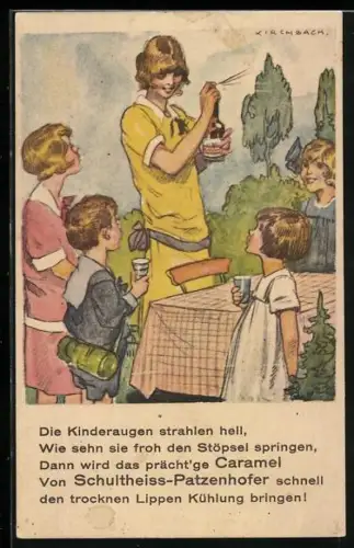 Künstler-AK Reklame für Caramel von Schutheiss-Patzenhofer