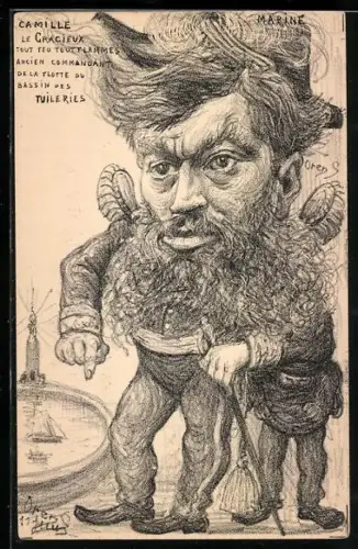 Künstler-AK Charles Denizard (Orens): Camille le Gracieux tout feu toutt flammes ancien Commandant