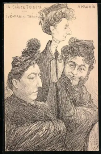 Künstler-AK Charles Denizard (Orens): La Sainte Trinitè, Eve-Maria-Thèrèse, Affaire Humbert