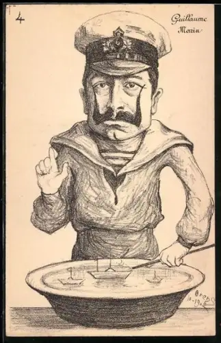 Künstler-AK Charles Denizard (Orens): Guillaume Marin, Karikatur, Kaiser Wilhelm II.