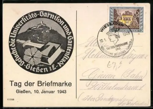 AK Giessen, Ausstellung zum Tag der Briefmarke 10. Januar 1943