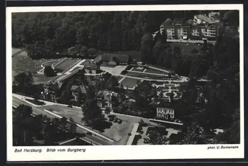 AK Bad Harzburg, Blick vom Burgberg auf Anlage und Gebäude