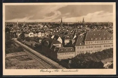 AK Oldenburg i. Oldb., Gesamtansicht mit Kirche