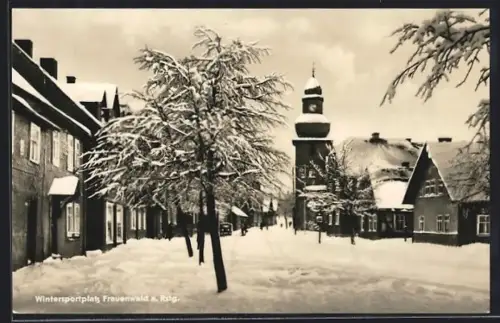 AK Frauenwald, Teilansicht mit Kirche im Winter