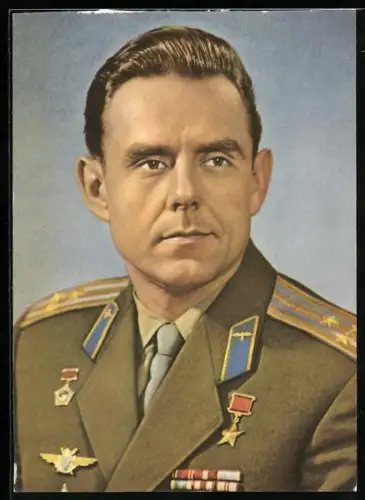 AK Kosmonaut Ingenieur-Oberst W. M. Komarow, Held der Sowjetunion, Raumfahrt