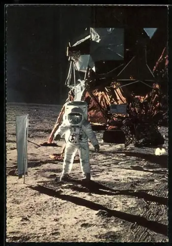 AK 21. Juli 1969, Menschen auf dem Mond, Raumfahrt