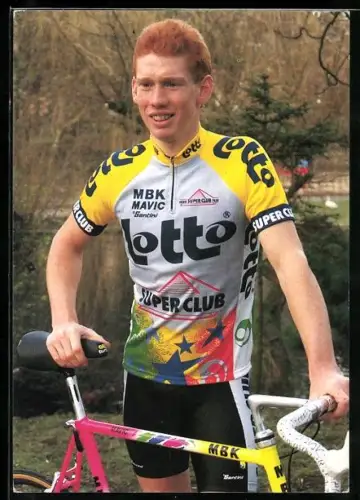 AK Radsportler Peter Roes mit seinem Rennrad