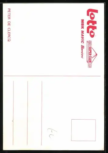 AK Radsportler Peter de Clercq mit seinem Rennrad