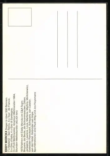 AK Radsportler Eddy Merckx auf seinem Rennrad, Sieger in über 500 Rennen