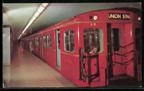 AK Toronto /Ontarion, U-Bahn, Waggon 5063 mit Fahrziel Union Station