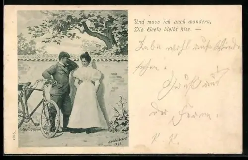 AK Fahrradfahrer flirtet mit einer Frau