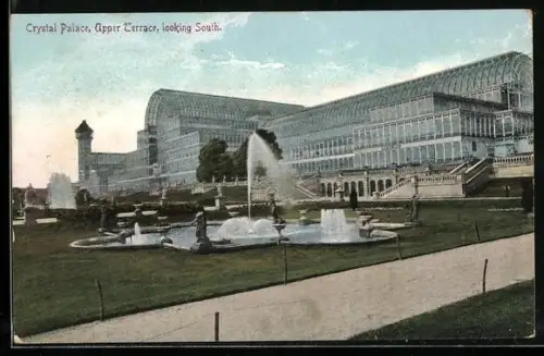 AK London, Crystal Palace, Upper Terrace, looking South