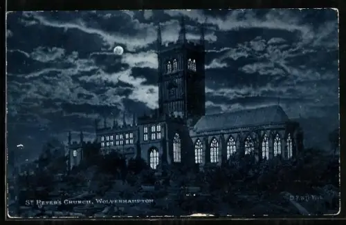 AK Wolverhampton, St. Peter`s Church at night