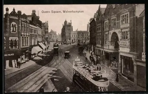 AK Wolverhampton, Queen Square with tram