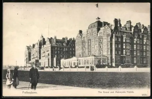 AK Folkestone, The Grand and Metropole Hotels, Panorama