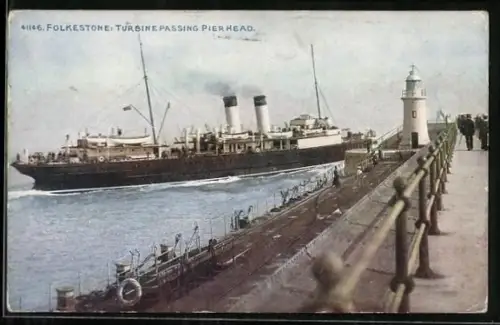 AK Folkestone, Turbine passing Pier Head, Dampfer