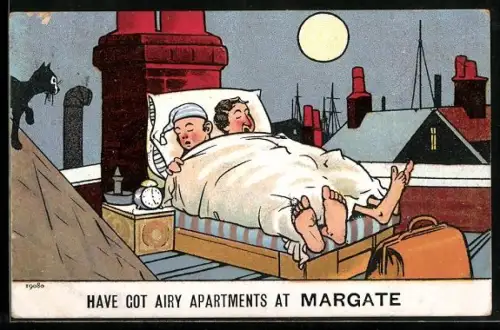 Künstler-AK Margate, Two people sleeping in a roof