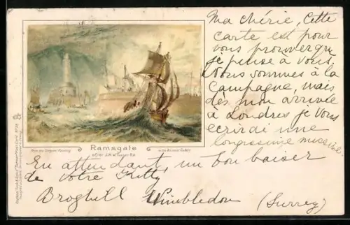 Künstler-AK Ramsgate, Ships on a stormy sea