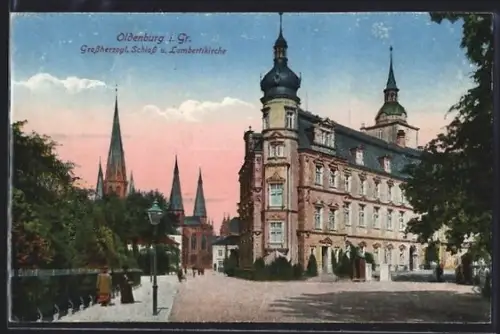 AK Oldenburg i. Gr., Grossherzogl. Schloss, Lambertikirche