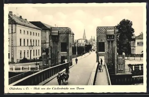 AK Oldenburg i. O., Blick von der Cäcilienbrücke zum Damm
